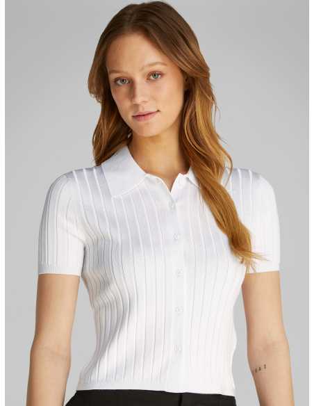 პერანგი CALVIN KLEIN JEANS - SILKY CROPPED BABY POLO SHIRT