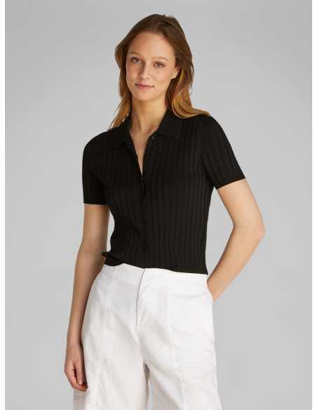 პერანგი CALVIN KLEIN JEANS - SILKY CROPPED BABY POLO SHIRT