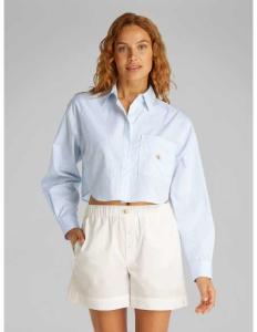 პერანგი CALVIN KLEIN JEANS - WOVEN LABEL CROPPED SHIRT
