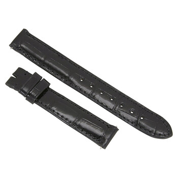 14 MM Shiny Black Alligator Leather Strap