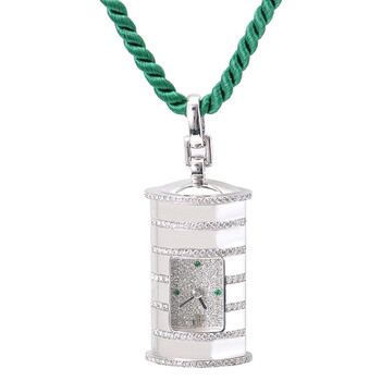 18kt White Gold Diamond Emerald Pendant Watch 12576BCZZ0000XX01