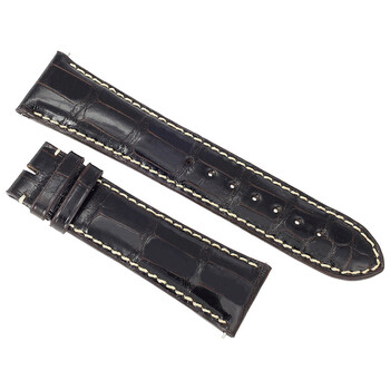 24 MM Shiny Dark Brown Alligator Leather Strap