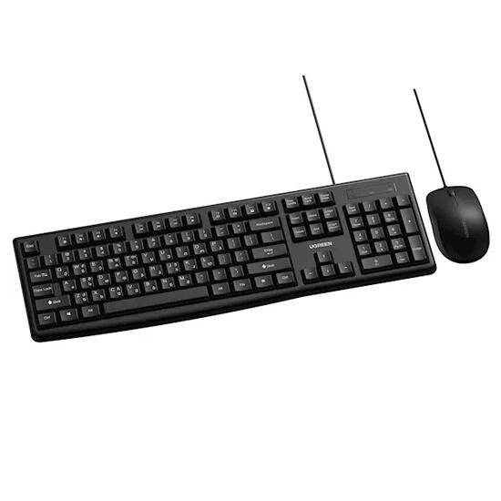 Ugreen MK003 Wired Keyboard and Mouse Combo MU007 Georgian QWERTY USB 1.5m 15097 Black