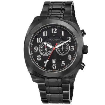 Akribos Black Dial Chronograph Black PVD Stainless Steel Watch AK624BK