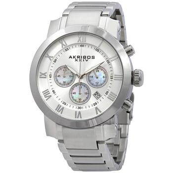 Akribos Grandiose Chronograph Silver Dial Stainless Steel Watch AK622SS