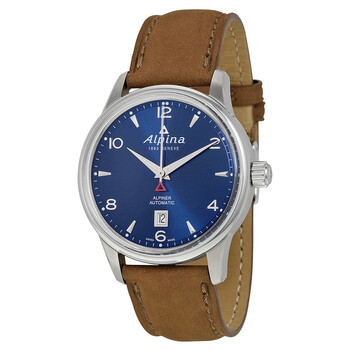 Alpiner Automatic Sunray Navy Dial Glove Leather Watch AL525N4E6