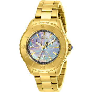 Angel Quartz Gunmetal Dial Yellow Goldtone Watch