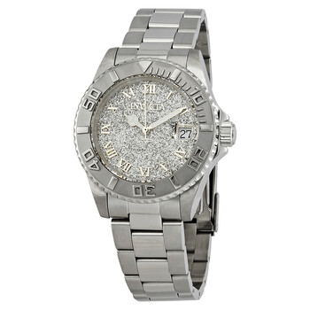 Angel Silver Glitter Dial Stainless Steel Watch
