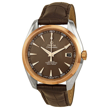 Aqua Terra CoAxial TeakGrey Dial Brown Leather Watch