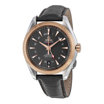 Aqua Terra GMT Automatic Grey Dial Brown Leather Watch