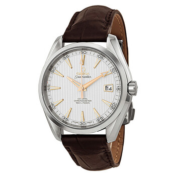 Aqua Terra Silver Dial Brown Leather Watch