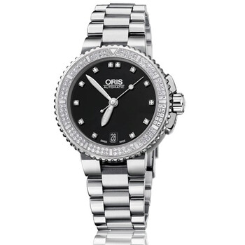 Aquis Date Diamond Black Dial Stainless Steel Watch 01 733 7652 499407 8 18 01P