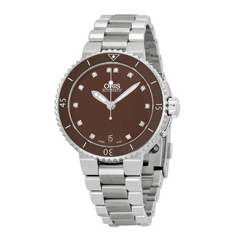 Aquis Date Diamonds Brown Dial Stainless Steel Watch 01 733 7652 419207 8 18 01P