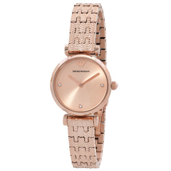Armani Gianna Tbar Quartz Rose Gold Dial Watch AR11342
