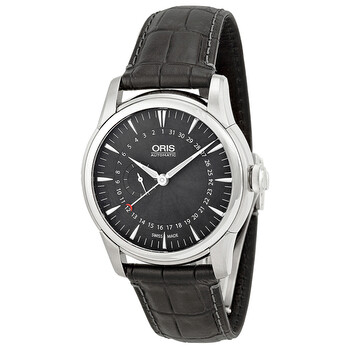 Artelier Pointer Automatic Date Black Dial Black Leather Watch 01 744 7665 405407 5 22 71FC
