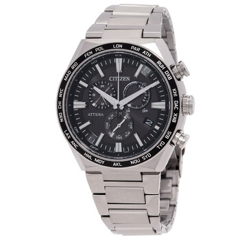 Attesa Perpetual Alarm World Time Chronograph Black Dial Watch CB596669E