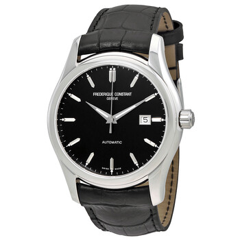 Automatic Black Dial Black Leather Watch 303B6B6