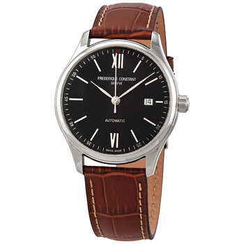 Automatic Black Dial Black Leather Watch FC303BN5B6