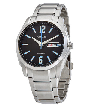 Automatic DayDate Black Dial Stainless Steel Watch NH749055E