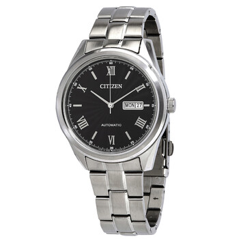 Automatic Day Date Black Dial Stainless Steel Watch NH751050E