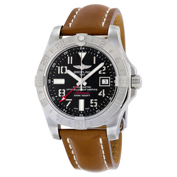Avenger II GMT Automatic Black Dial Brown Leather Watch A3239011BC34BRLD