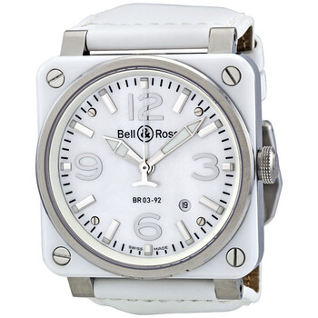 Aviation Mother of Pearl White Ceramic Watch BR0392WHTCER