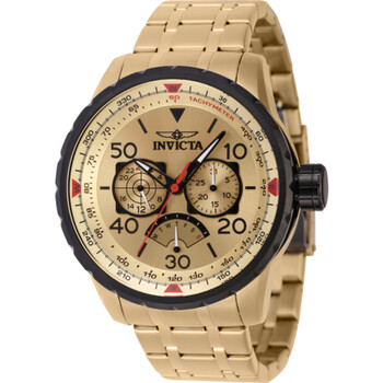 Aviator Retrograde GMT Quartz Gold Dial Watch