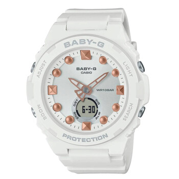 BabyG Alarm World Time Quartz AnalogDigital White Dial Watch BGA3207A2