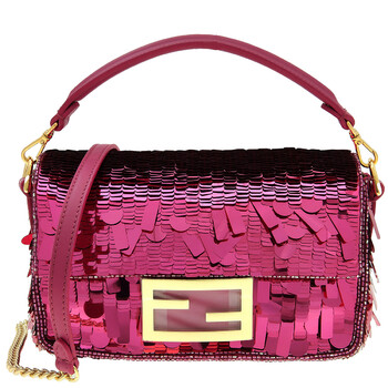 Baguette Embroidered Sequins Chain Strap Bag