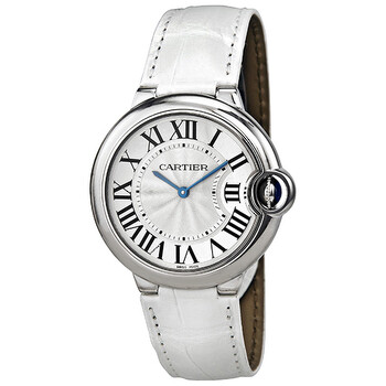 Ballon Bleu Silver Dial White Leather Watch W6920087