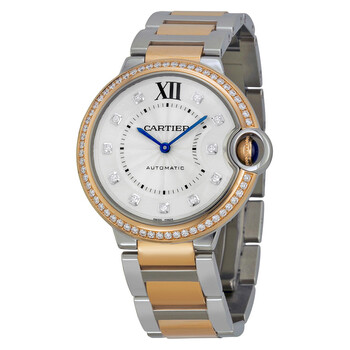 Ballon Bleu Silver Diamond Dial Steel and Rose Gold Watch WE902078
