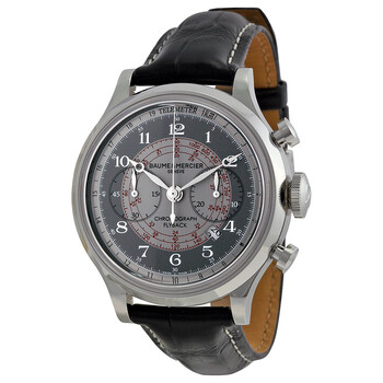 Baume and Mercier Capeland Flyback Chronograph Grey and Silver Dial Leather Watch