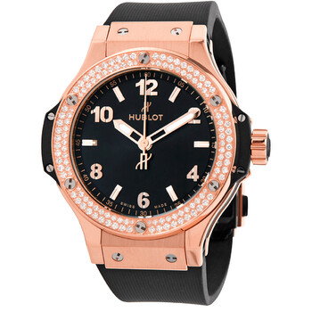 Big Bang 18kt Rose Gold Black Dial Black Rubber Watch 361.PX.1280.RX.1104