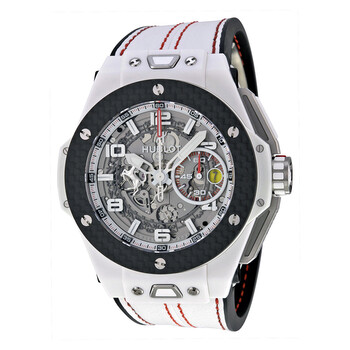 Big Bang Ferrari  Carbon Dial White Ceramic Skeleton Ceramic Sports Watch 401.HQ.0121.VR