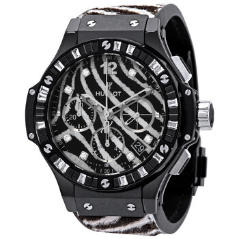 Big Bang Zebra Diamond Dial Black Ceramic Chronograph Watch 341CV7517VR1975