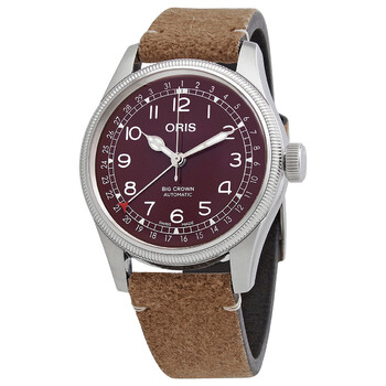 Big Crown Automatic Red Dial Brown Leather Watch 01 754 7741 406807 5 20