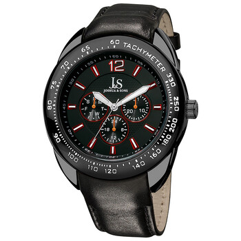 Black Dial Black Leather Watch JS45BK