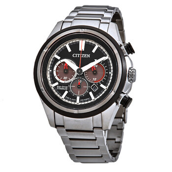 Black Dial EcoDrive Super Titanium Chronograph Watch CA424155E