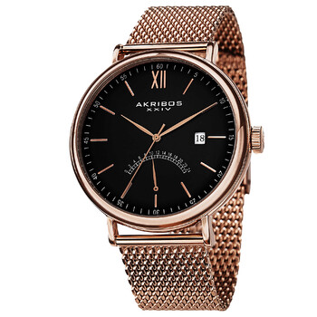Black Dial Rose Goldtone Mesh Watch AK731RG