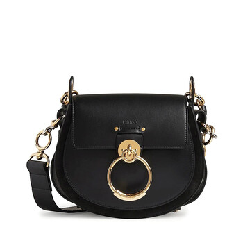 Black Leather And Suede Small Tess Bag