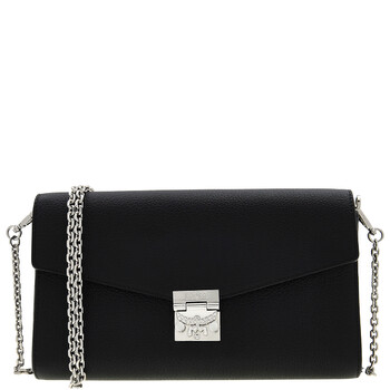 Black Leather Envelope Chain Shoulder Bag