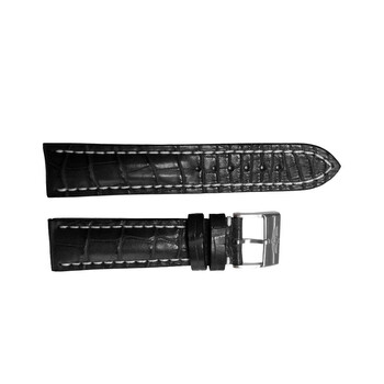 Black Leather Stainless Steel Tang Buckle 1916mm