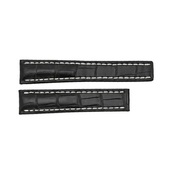 Black Leather Strap with White contrast Stitching 2018mm