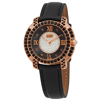 Black Mother of Pearl Dial Black Leather Watch BUR156BKR