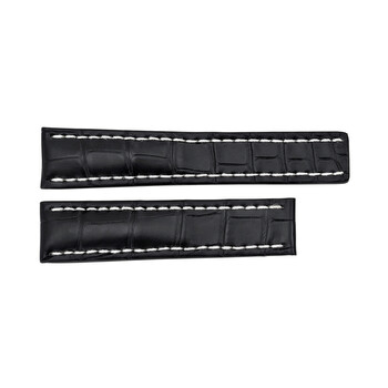 Black Watch Band Strap with White Contrast Stitching 2220mm
