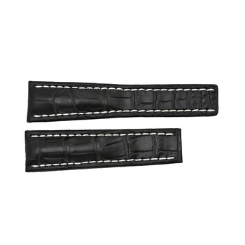 Black Watch Band Strap with White Stitching 2420m Buckle not included.