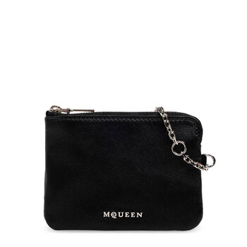 Black  Silver Leather Sling Card Holder