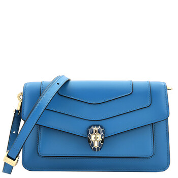 Blue Serpenti Forever EastWest Leather Shoulder Bag