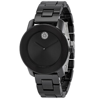Bold Ceramic Quartz Black Dial Watch