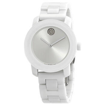 Bold Ceramic Quartz Silver And White Museum Dial Watch